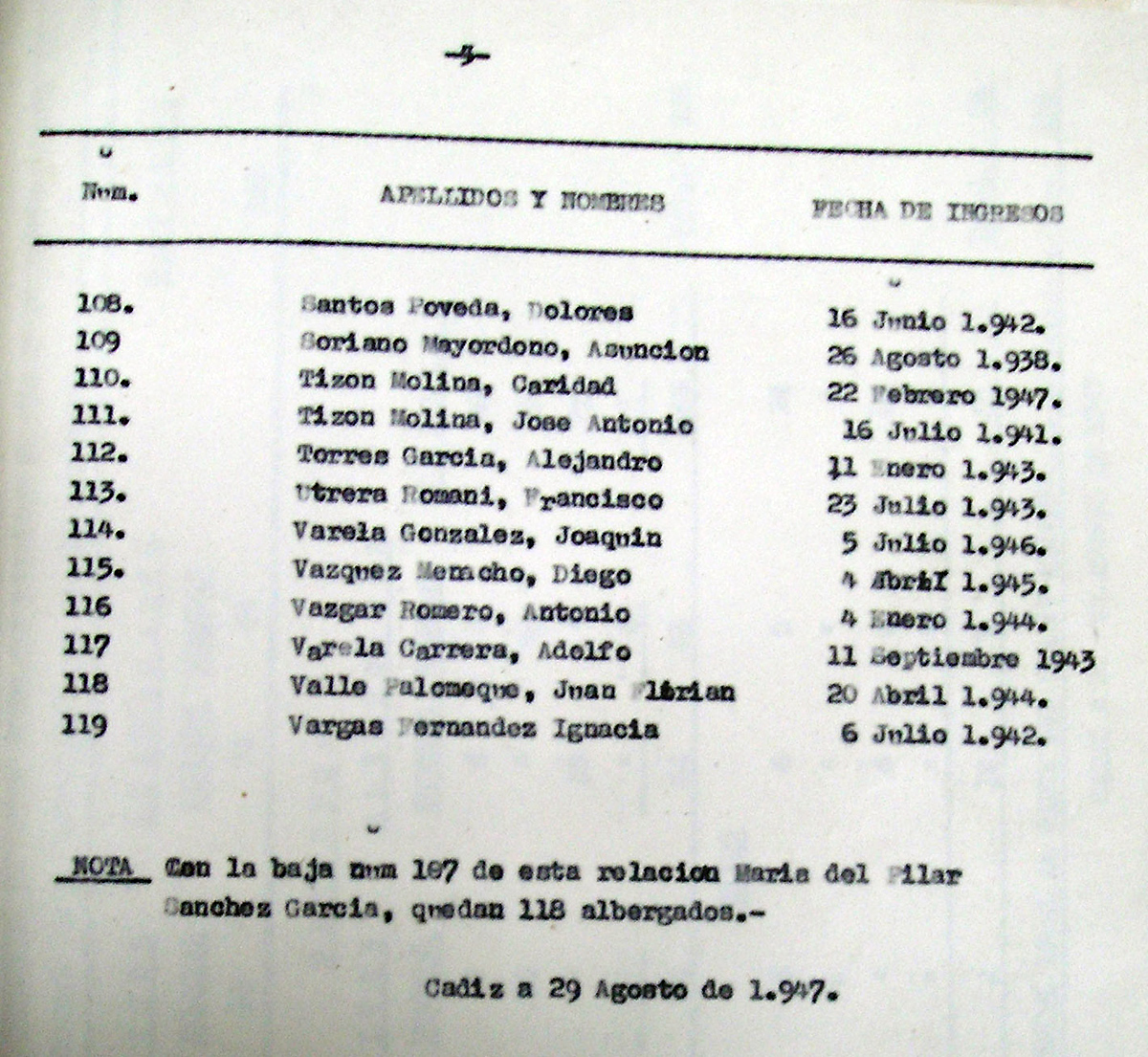 Lista de niños albergados de la Casa Cuna que debían aparecer como supervivientes 4